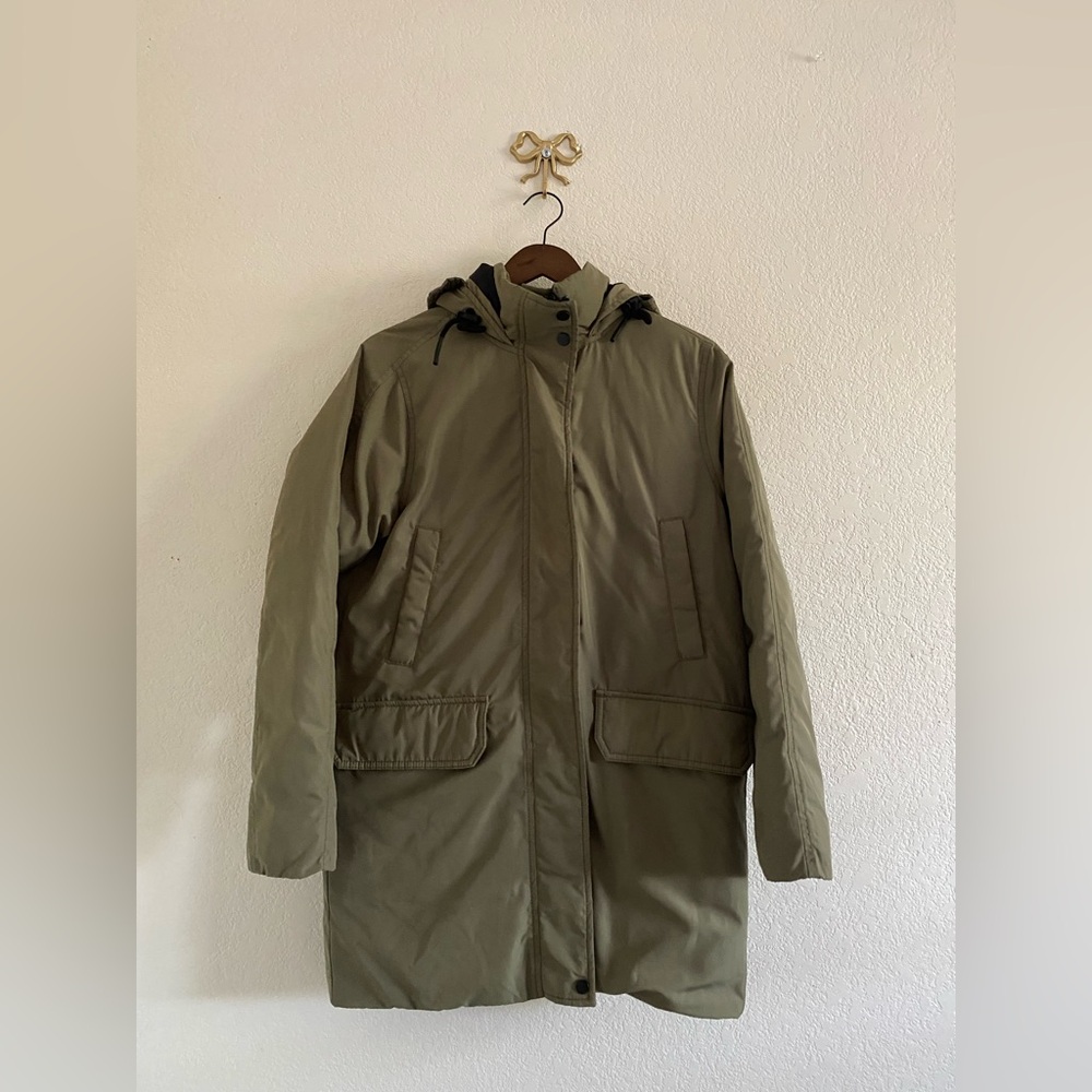 Everlane Olive Green ReNew Down Military Parka Jacket Coat Women’s Size Small